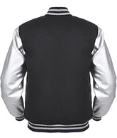 Men's Angel Cola Silver Sleeves Black Bomber Jacket